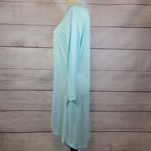 LAUREN Ralph Lauren Soft Striped Button Up Nightgown Blue & White Size Medium - Picture 2 of 7